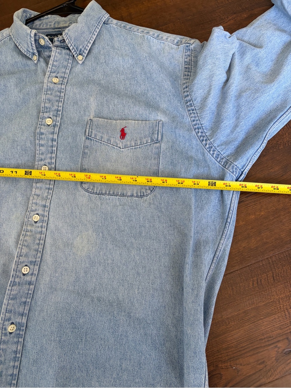 Vintage 90s Polo Ralph Lauren "The Big Shirt" Denim Button Down Mens SZ L - Picture 7 of 8